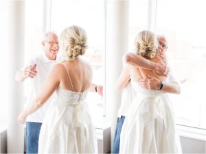 Bride's first look with father. Photographed by Morgan Williams Photography.