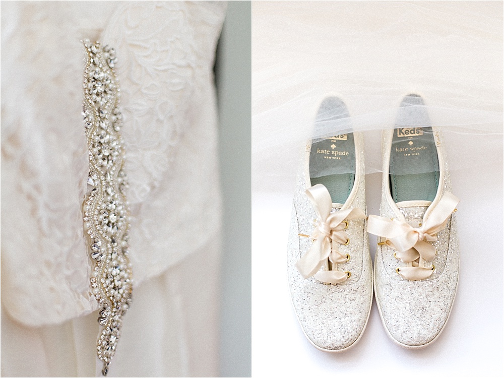 Kate Spade Keds glittery wedding shoes. Photographed by Morgan Williams Photography