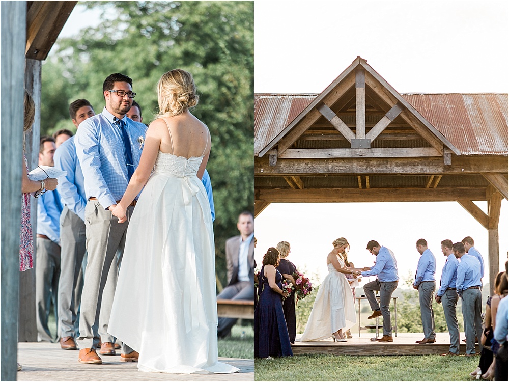 Outdoor ceremony at Corner House B&B in Rockport, IN. Photographed by Morgan Williams Photography.