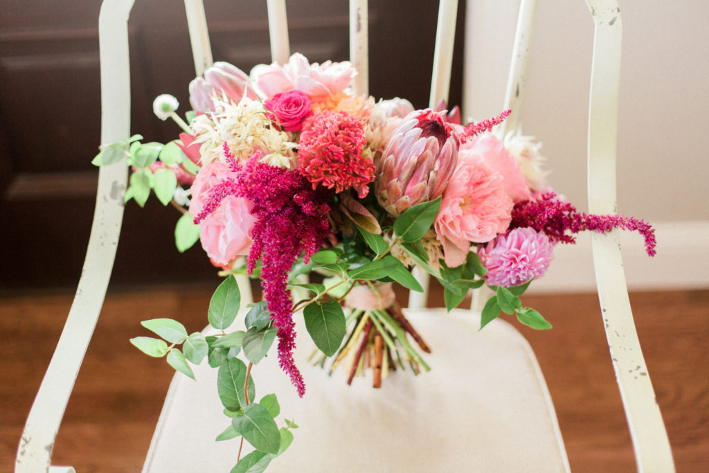 colorful bouquet by Petal and Pine. Photographed by Morgan Williams Photography.