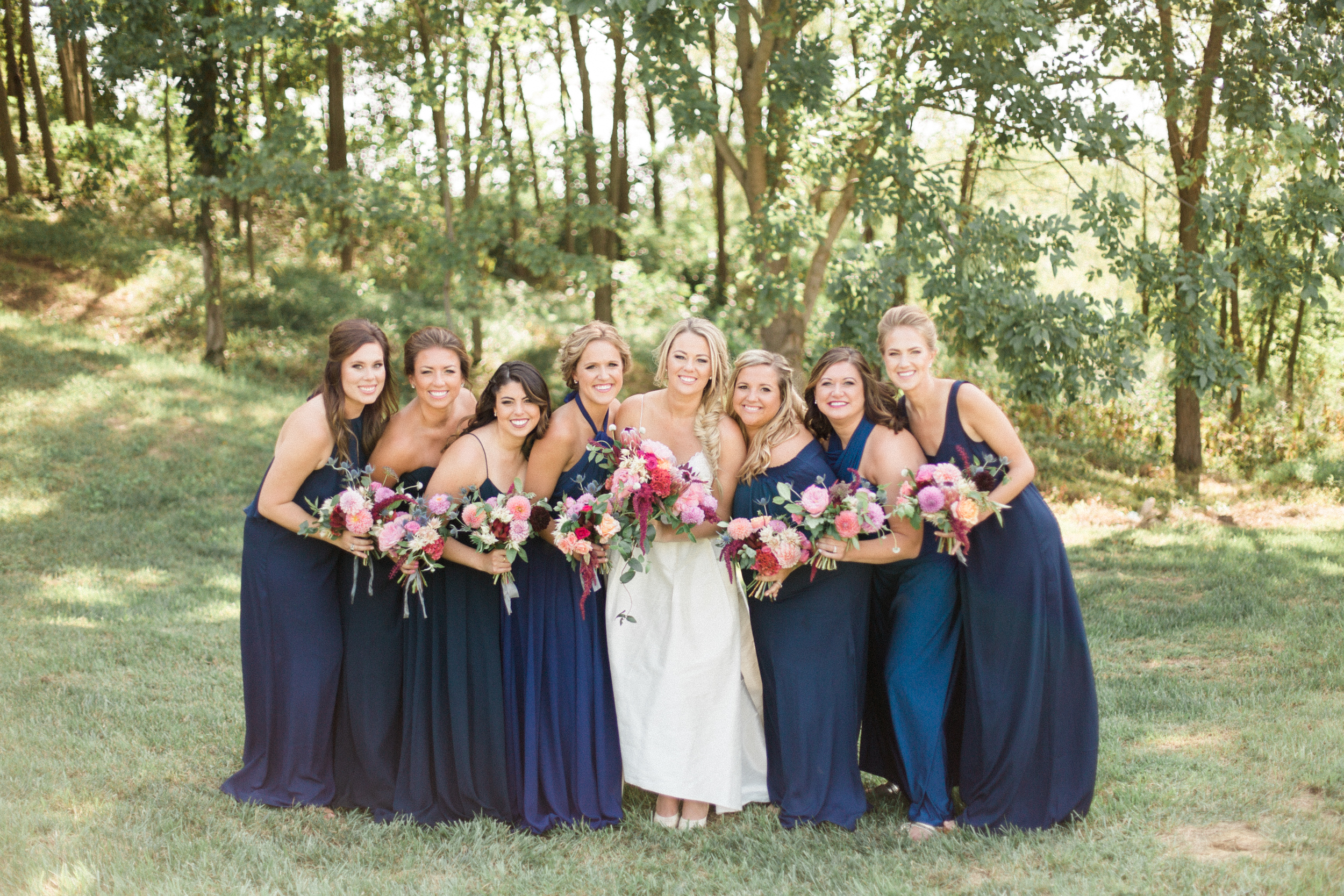 Bridesmaids in navy. Photographed by Morgan Williams Photography.