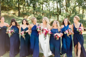 Bridesmaids in navy. Photographed by Morgan Williams Photography.