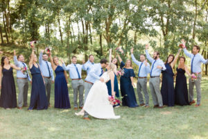 Bridal party photo, bridesmaids in navy. Photographed by Morgan Williams Photography