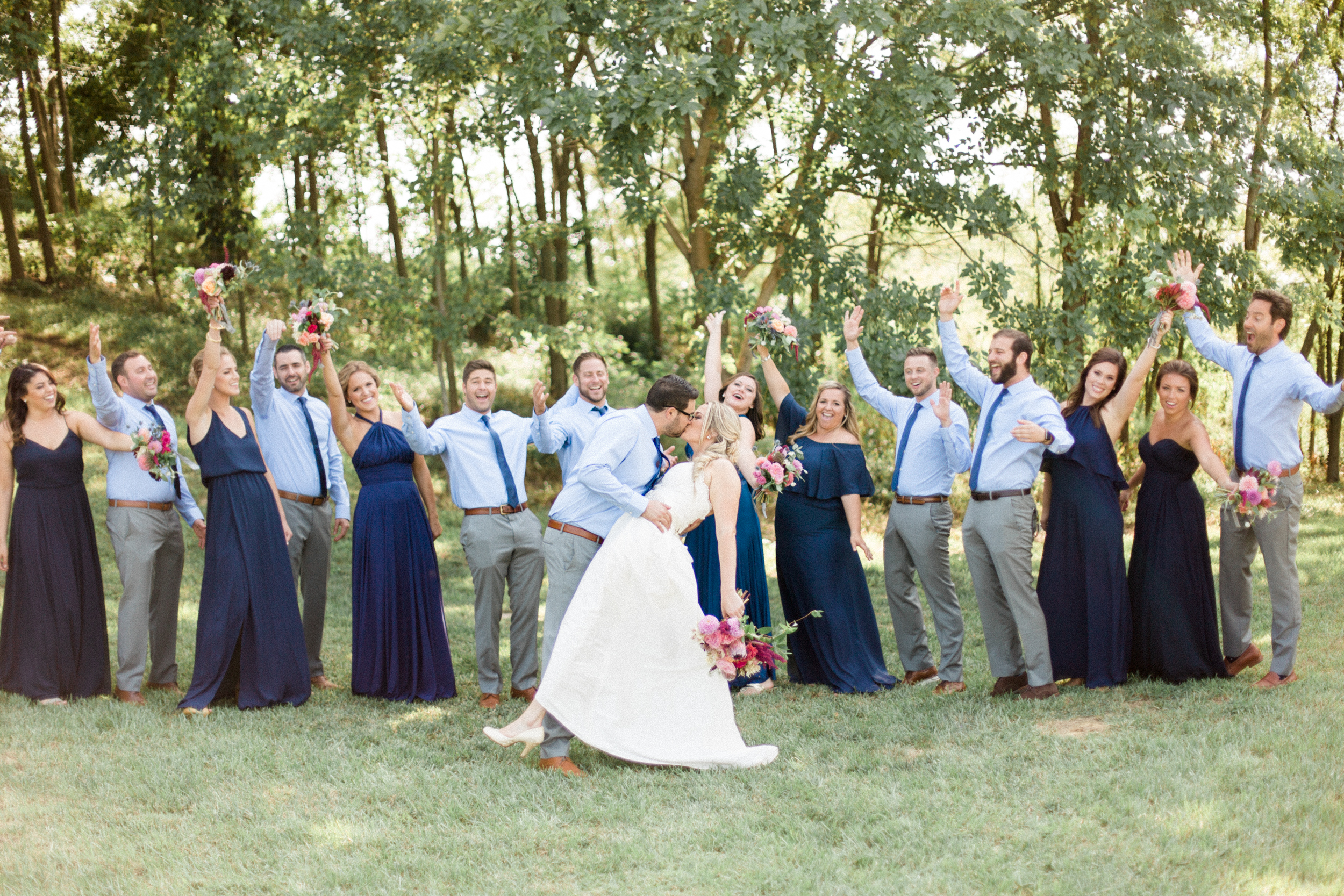 Bridal party photo, bridesmaids in navy. Photographed by Morgan Williams Photography