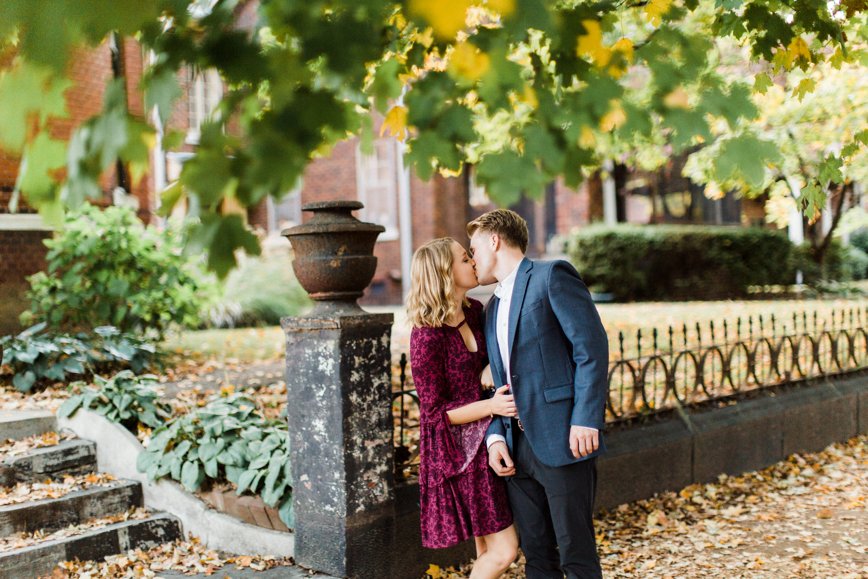 Urban engagement shoot in Downtown Evansville. Photographed by Morgan Williams Photography.