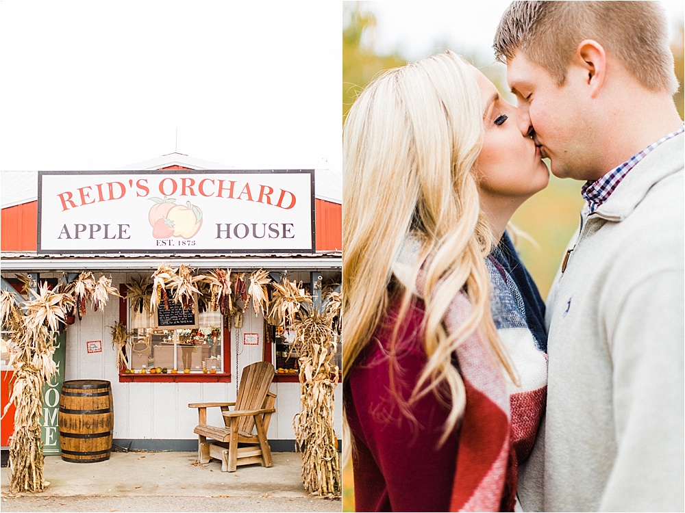 Fall engagement session at Reid's Orchard. Photographed by Morgan Williams Photography.