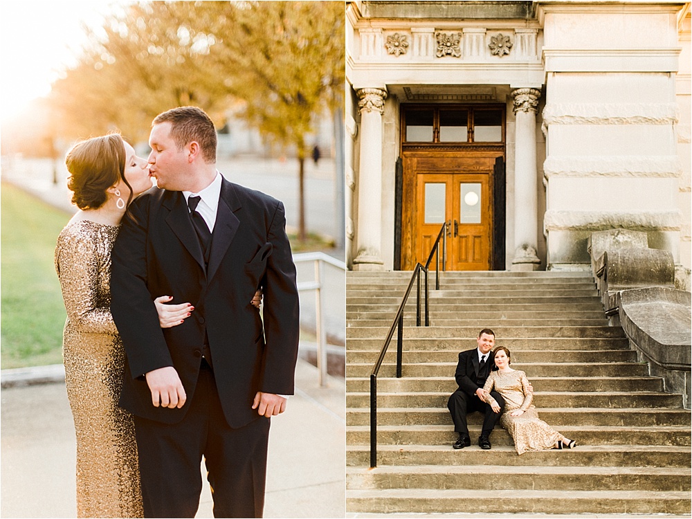 Elegant engagement session at the Old Courthouse in Evansville, IN.