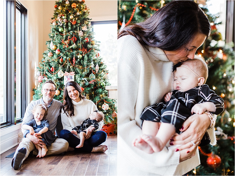 In-home christmas lifestyle session. Photographed by morgan williams photography.