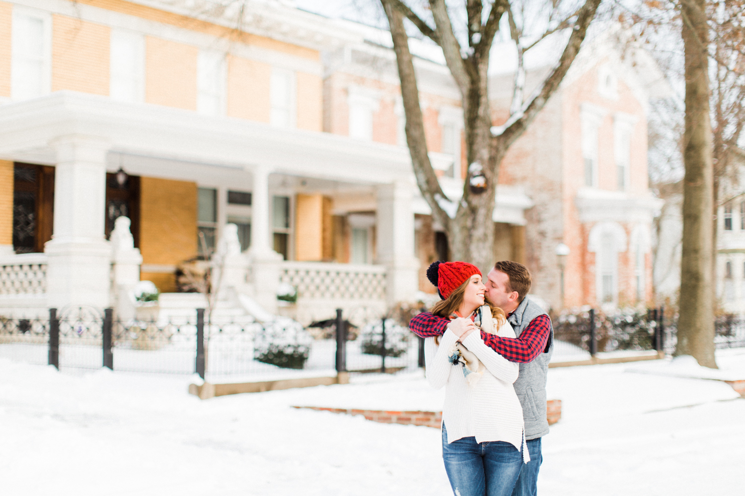 snowy engagement session in evansville, in