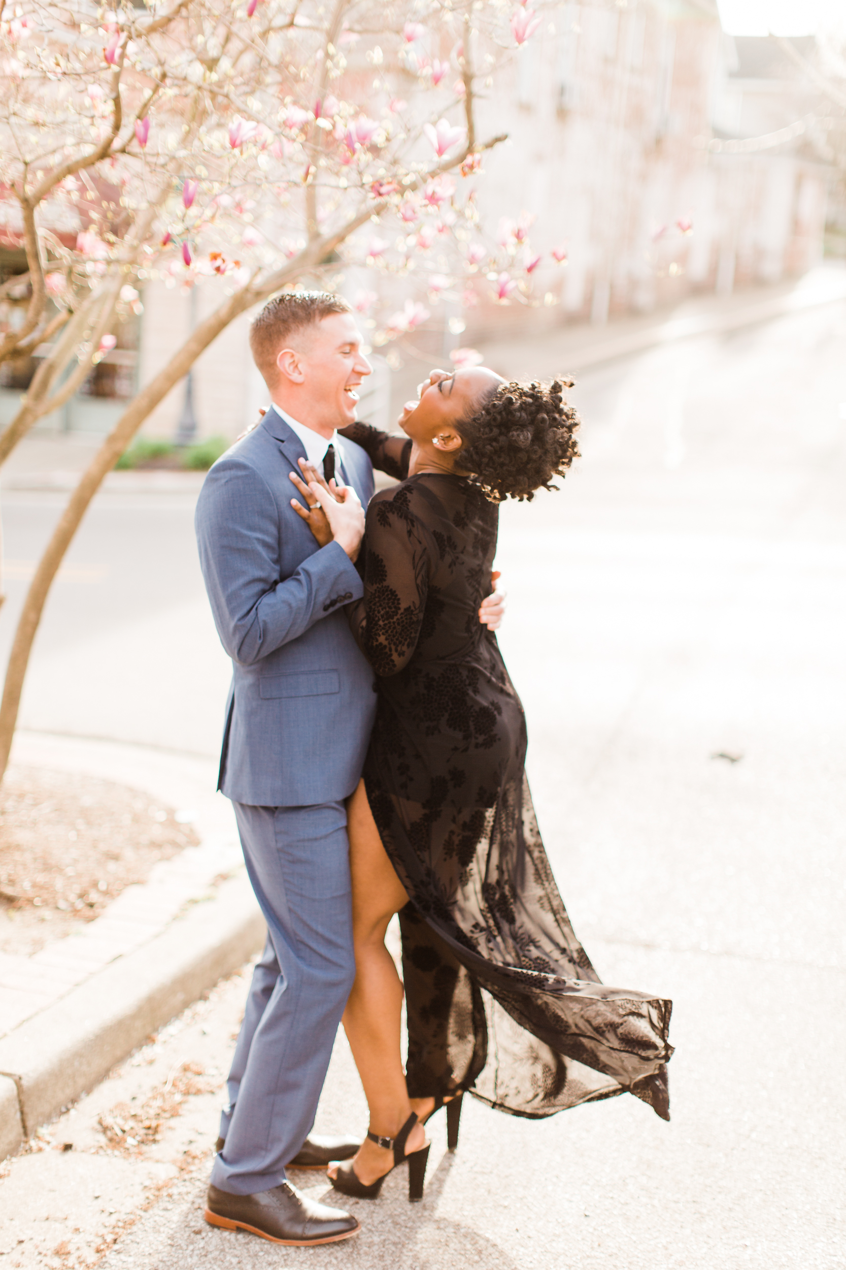 Khristian and Tyler's spring engagement session in Downtown Newburgh, IN.